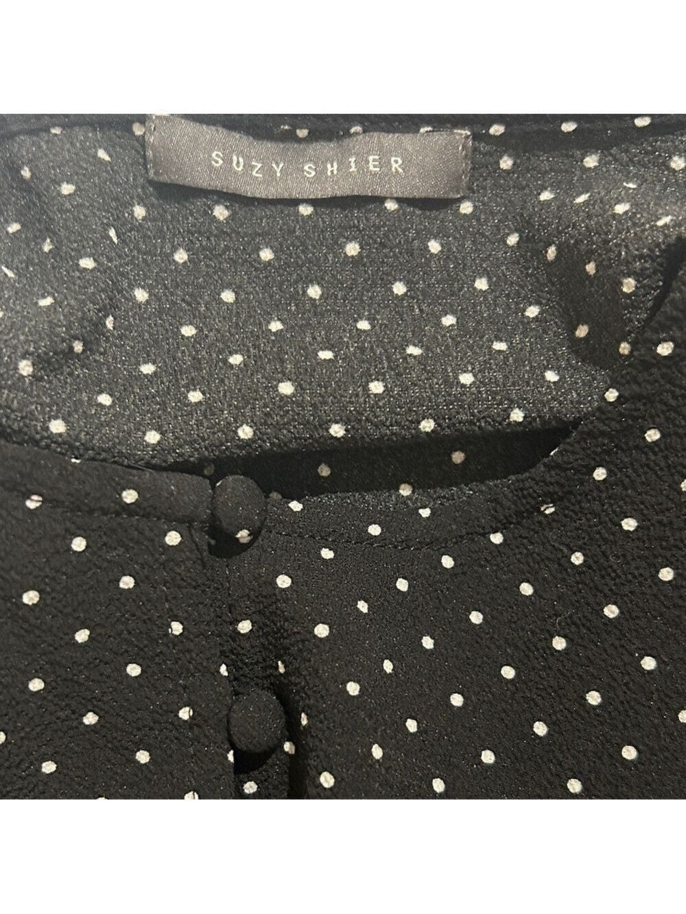 Suzy Shier Black and White Polka Dot Blouse - Picture 6 of 7